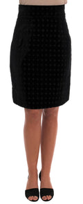 Dark Green Baroque Velvet Pencil Skirt